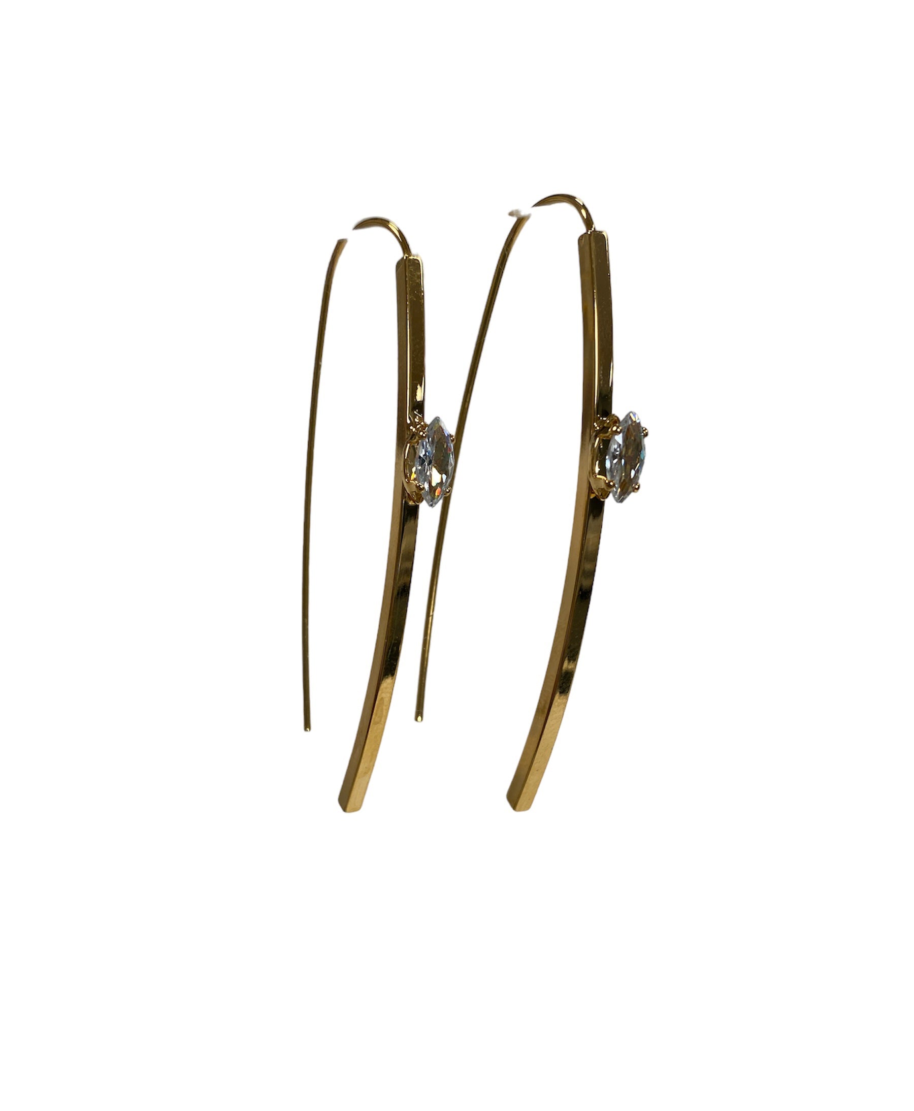 Curved Brass Bar Drop Earrings